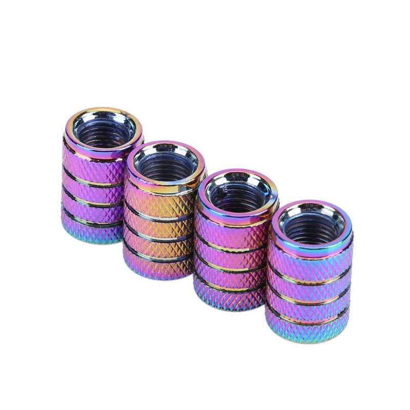 4pcs/set Aluminum Car Wheel Tyres Valve Caps 3-Groove Style