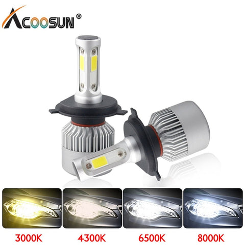 LED 4300K S2 H4 H7 H1 COB LED Headlight Bulbs